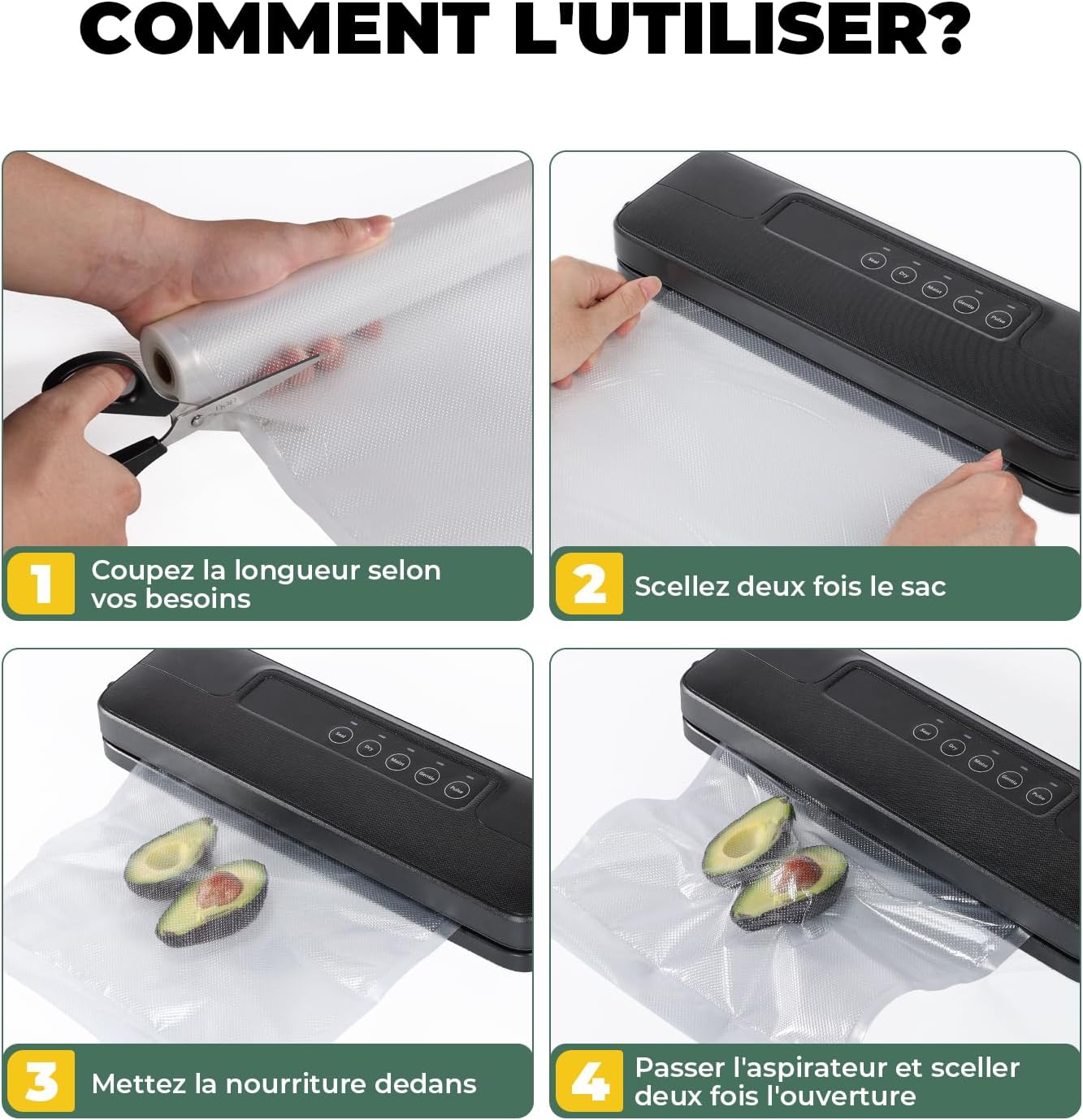 Rouleau sous vide alimentaire - lot de 10 - 28x300cm & 20x300cm - sans BPA, compatible machines sous vide