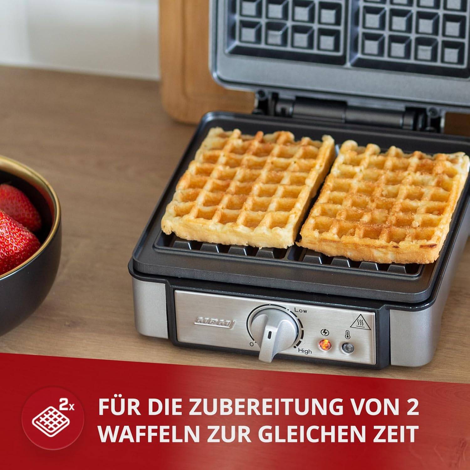 MPM - gaufrier professionnel inox - 2 gaufres épaisses, température réglable, 1400W - MGO13