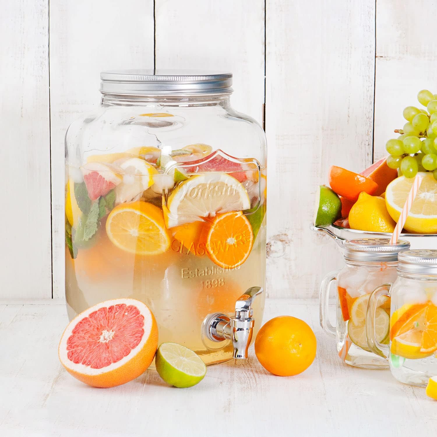 Home Deco Factory - Fontaine verre 8L, large ouverture, robinet, KV7177