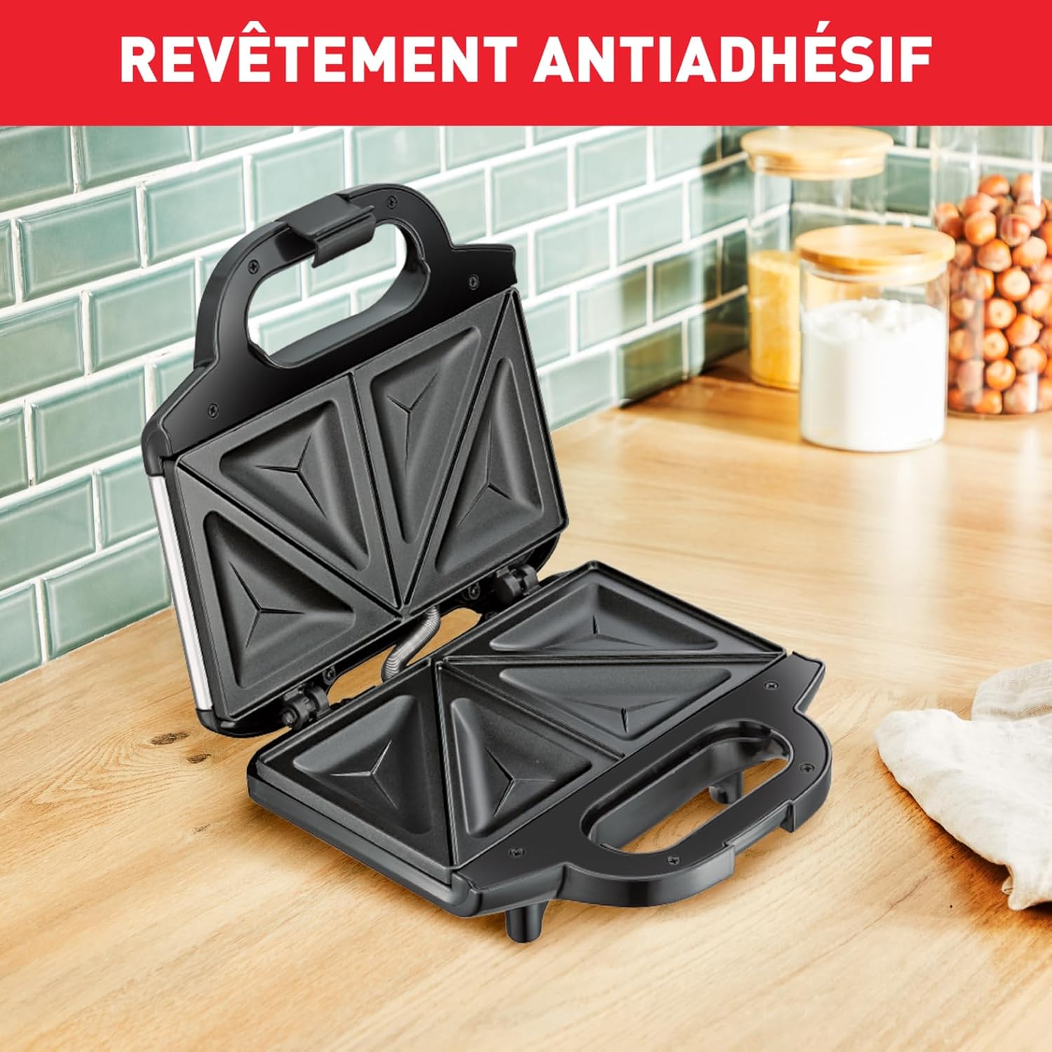 Tefal - Ultracompact - appareil croque-monsieur - rapide, rangement facile, sécurité, SM155212