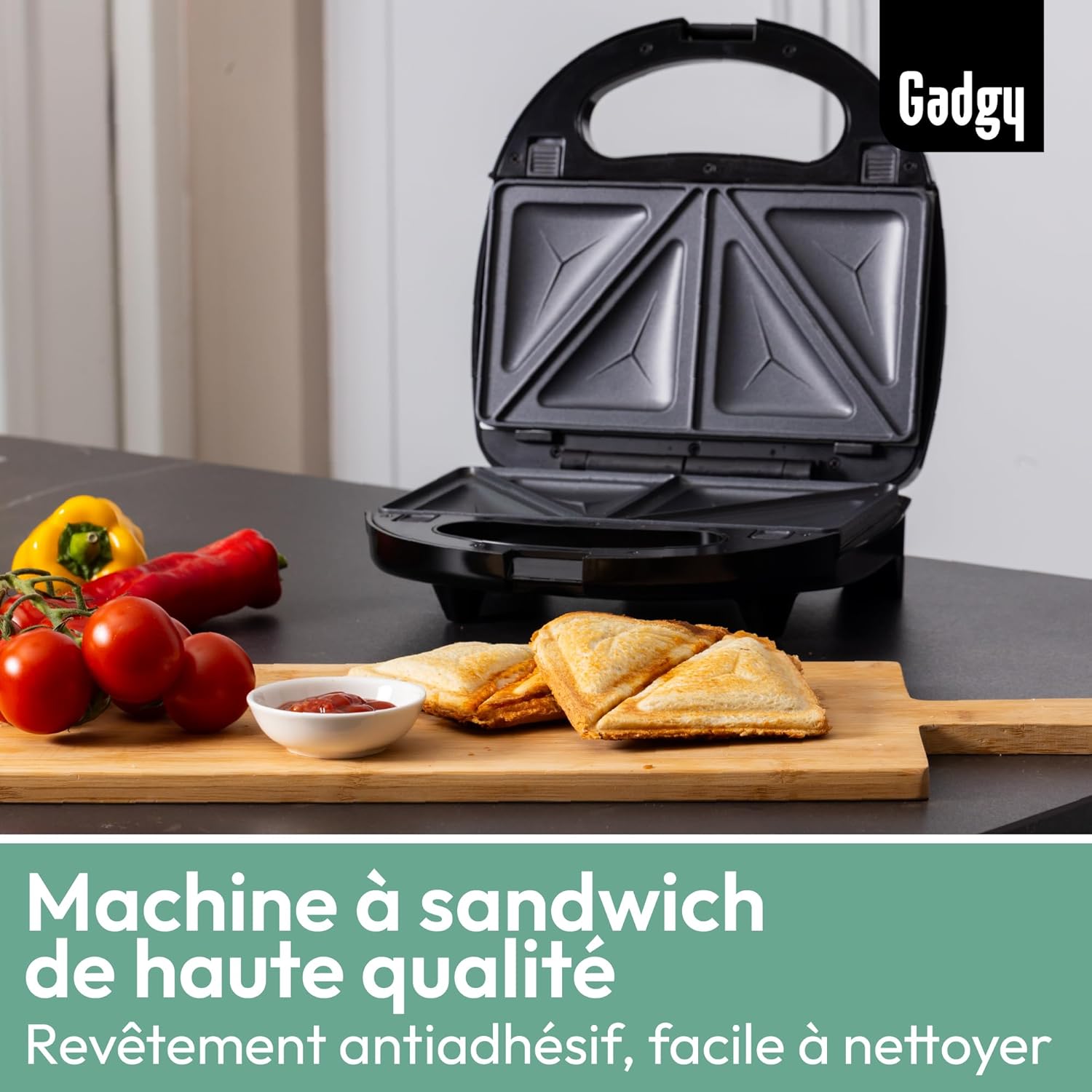 Gadgy - Gaufrier 3-en-1 - Multifonction avec plaques amovibles, poignée cool touch, pieds antidérapants