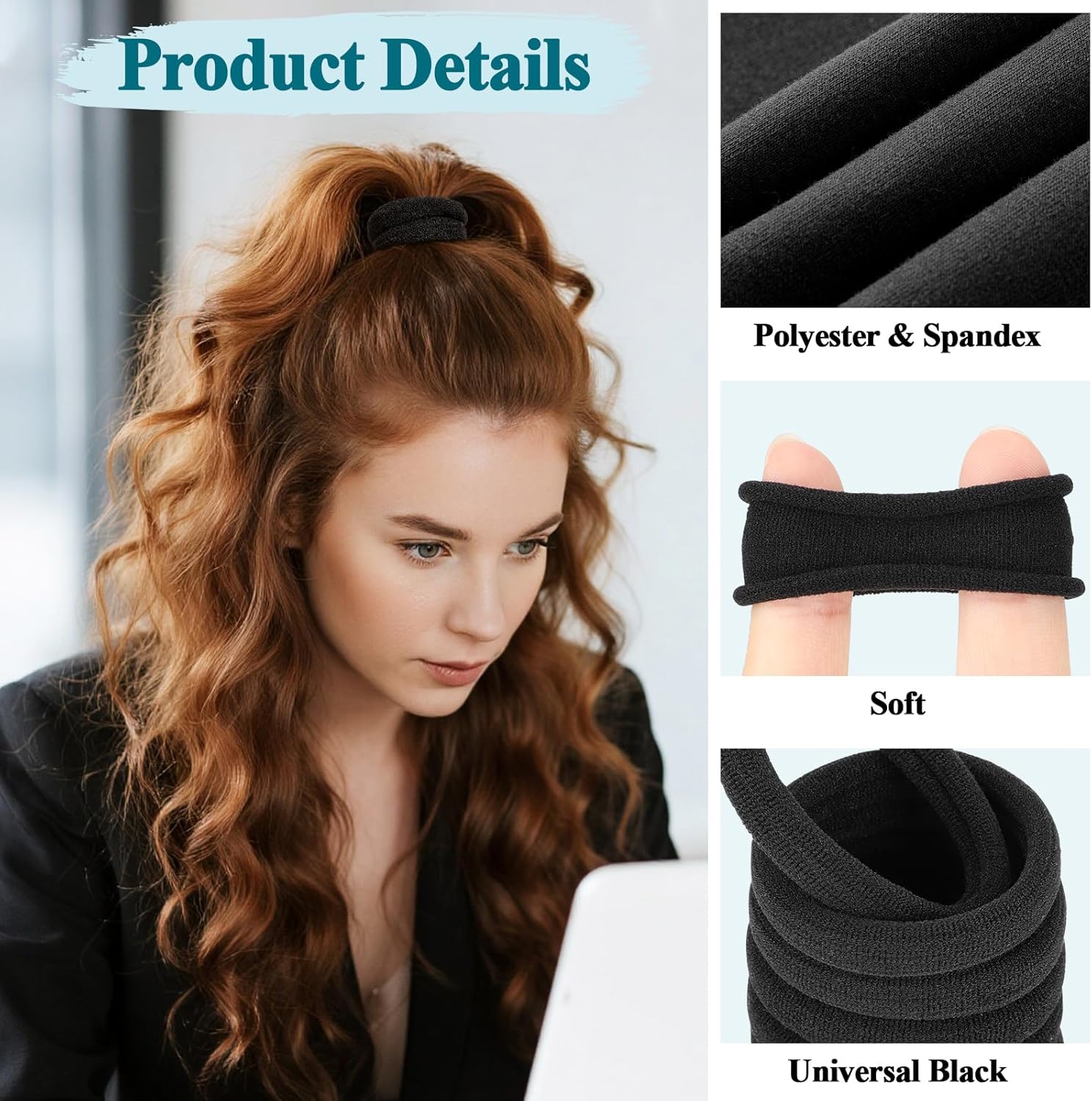 Elastiques cheveux - lot 60 pièces - épais, doux, sans dommages, polyester