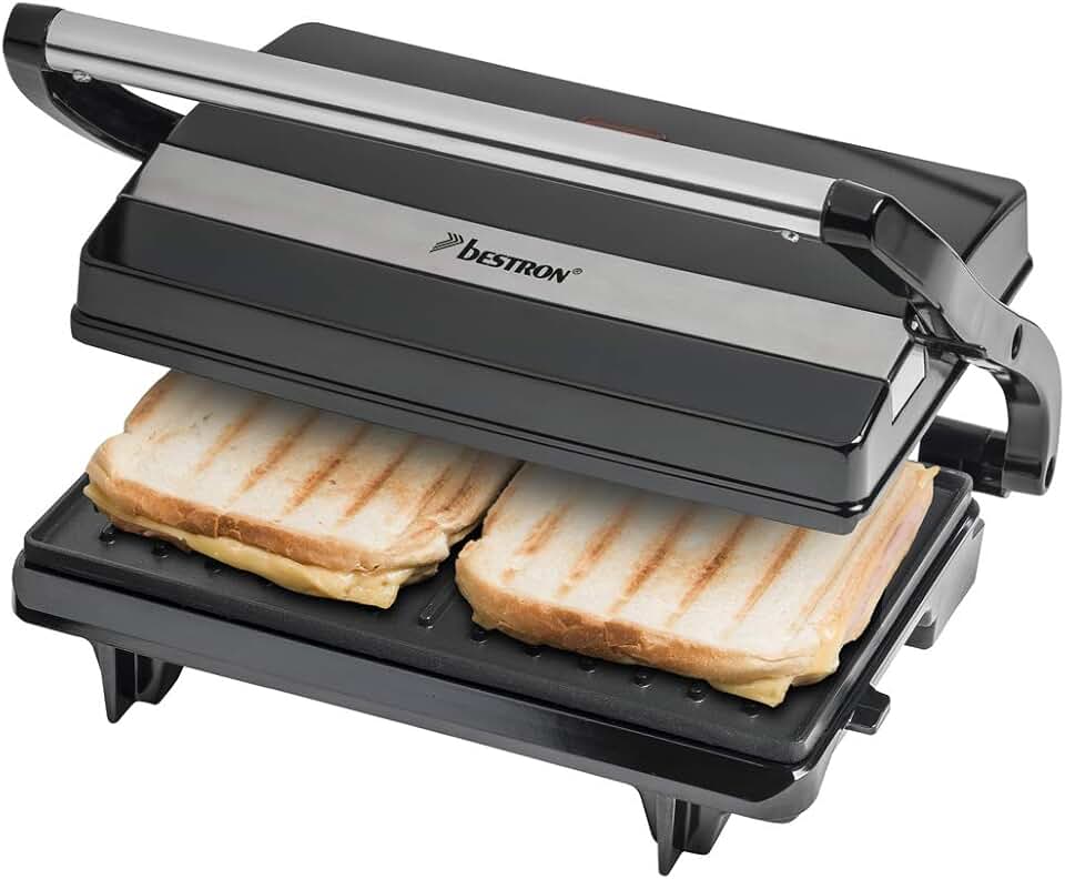 Bestron - Panini Maker série APM - poignée Cool-Touch, revêtement antiadhésif, bac récupérateur - 700W - APM123Z