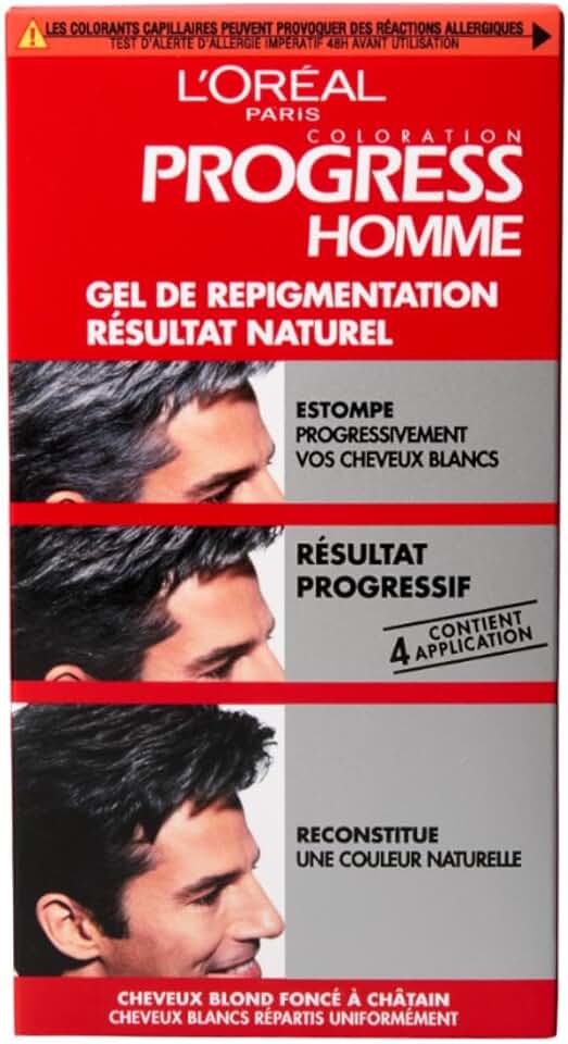 L'Oréal Paris - Progress Homme - gel repigmentant - sans ammoniaque, naturel, 4 applications, tous cheveux