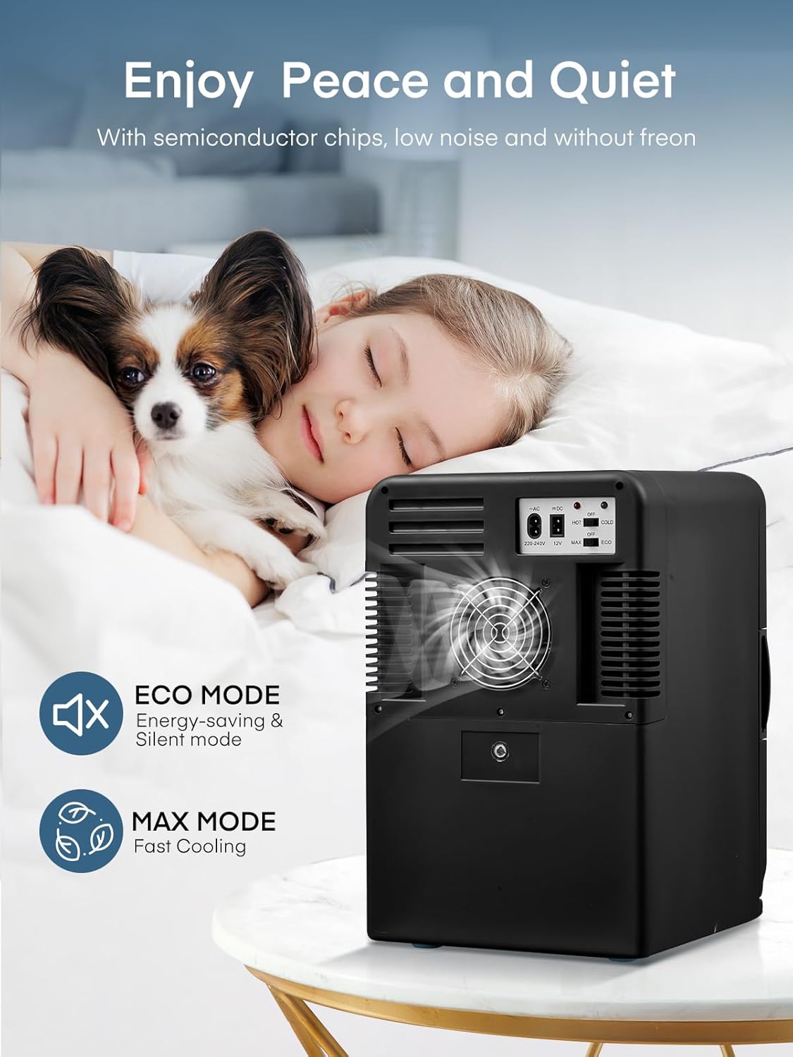 FOHERE - mini frigo portable 15L - chaud/froid, silencieux, 21 canettes