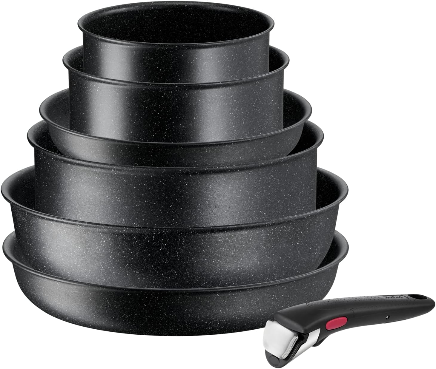 Tefal - Ingenio Black Stone - 7 pièces - induction, antiadhésif, empilable, fabriqué en France