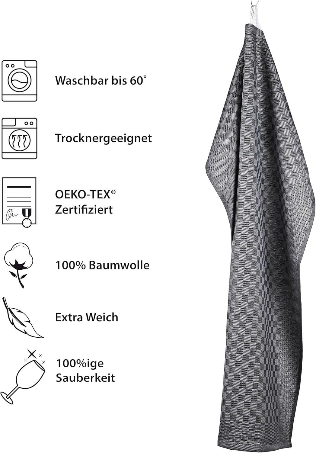 Vaily - lot de torchons premium - 70x45 cm - coton absorbant, Oeko-Tex