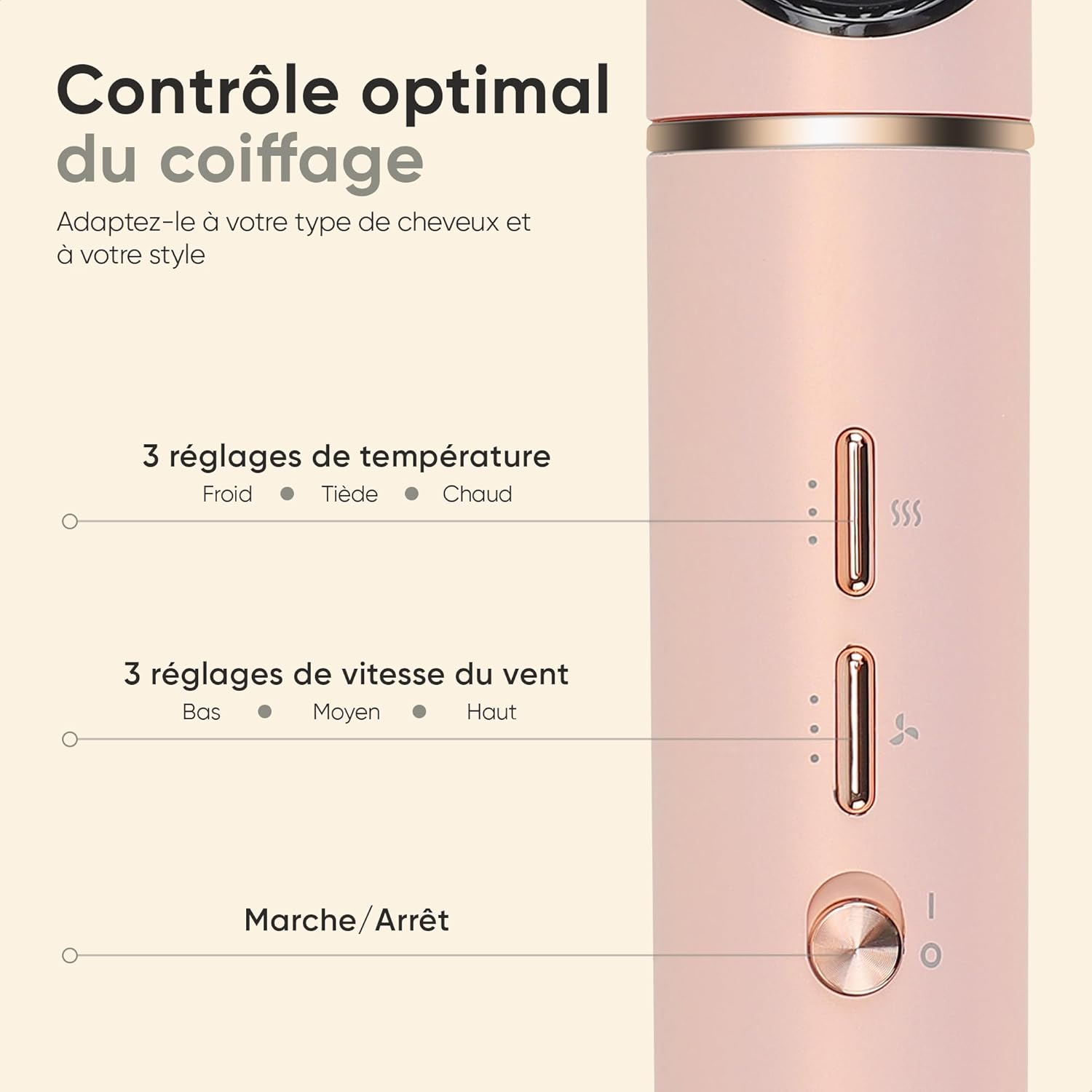 Brosse soufflante - version de luxe - séchage rapide, ionique, 135000 RPM