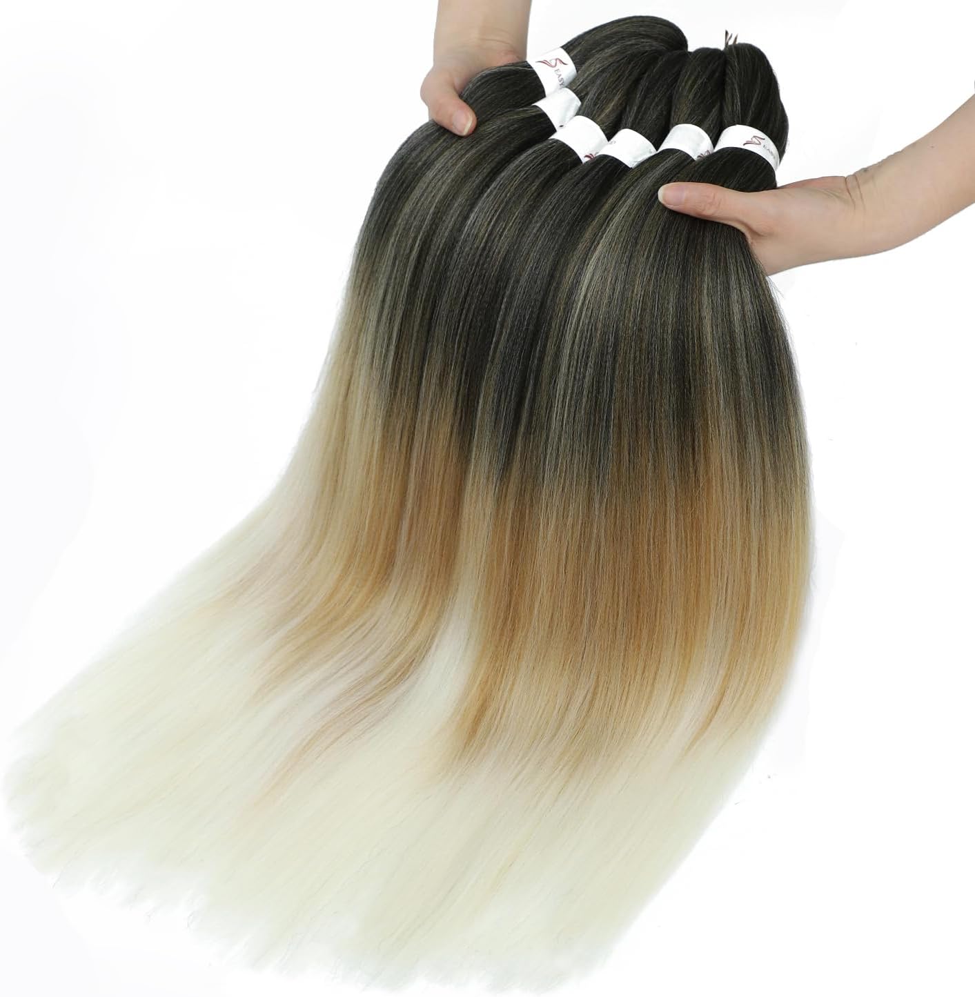 Extensions de cheveux synthétiques - blond ombré 76 cm - pré-étirés à tresser - T1B/27/613#