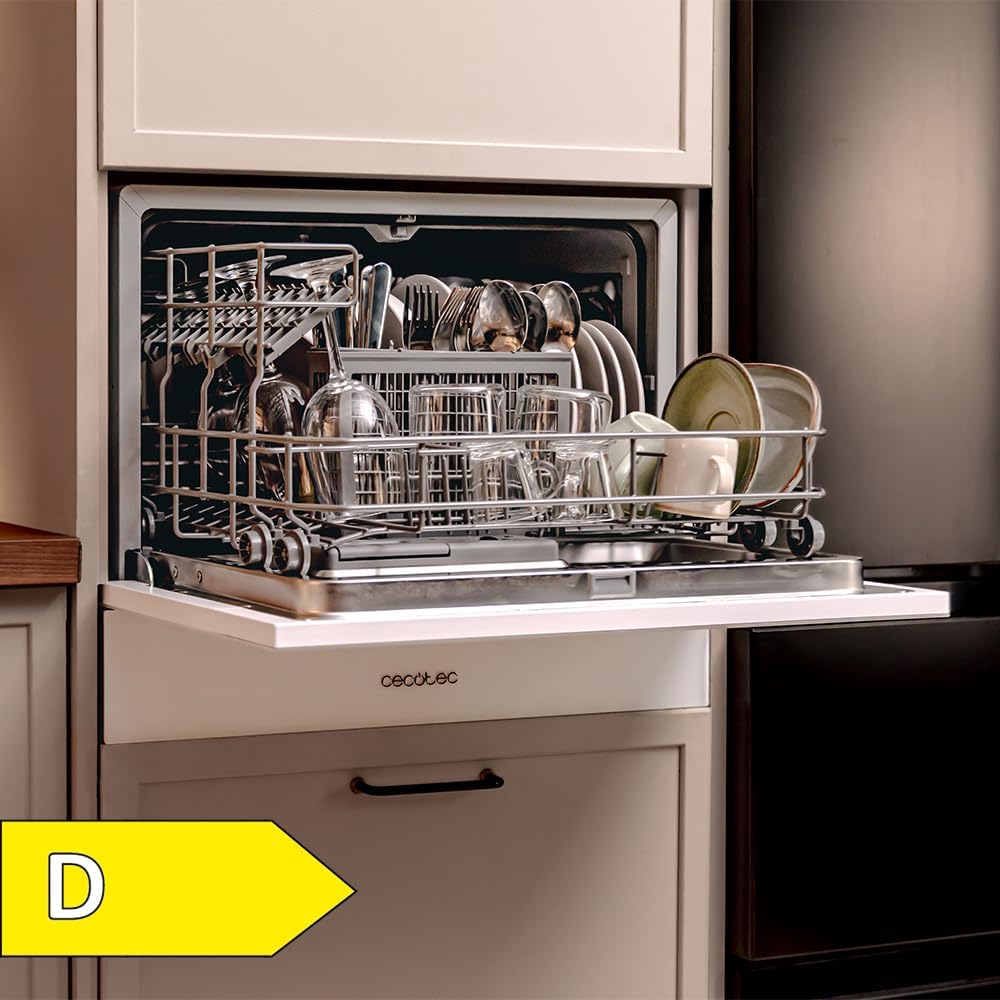 Cecotec - Bolero Aguazero 2500 - compact, 6 couverts, écran tactile, verre blanc - 2500 S-BI