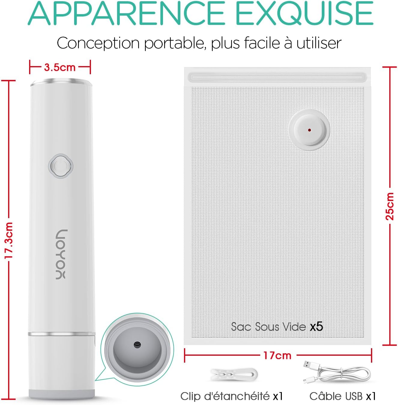 VOYOR - mini machine sous vide compacte, 5 sacs inclus - VS500