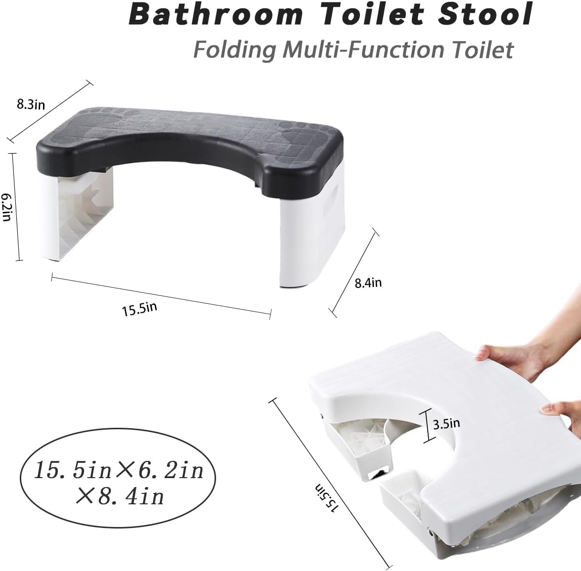 Tabouret de salle de bain - multifonction, compact, portable, blanc, robuste