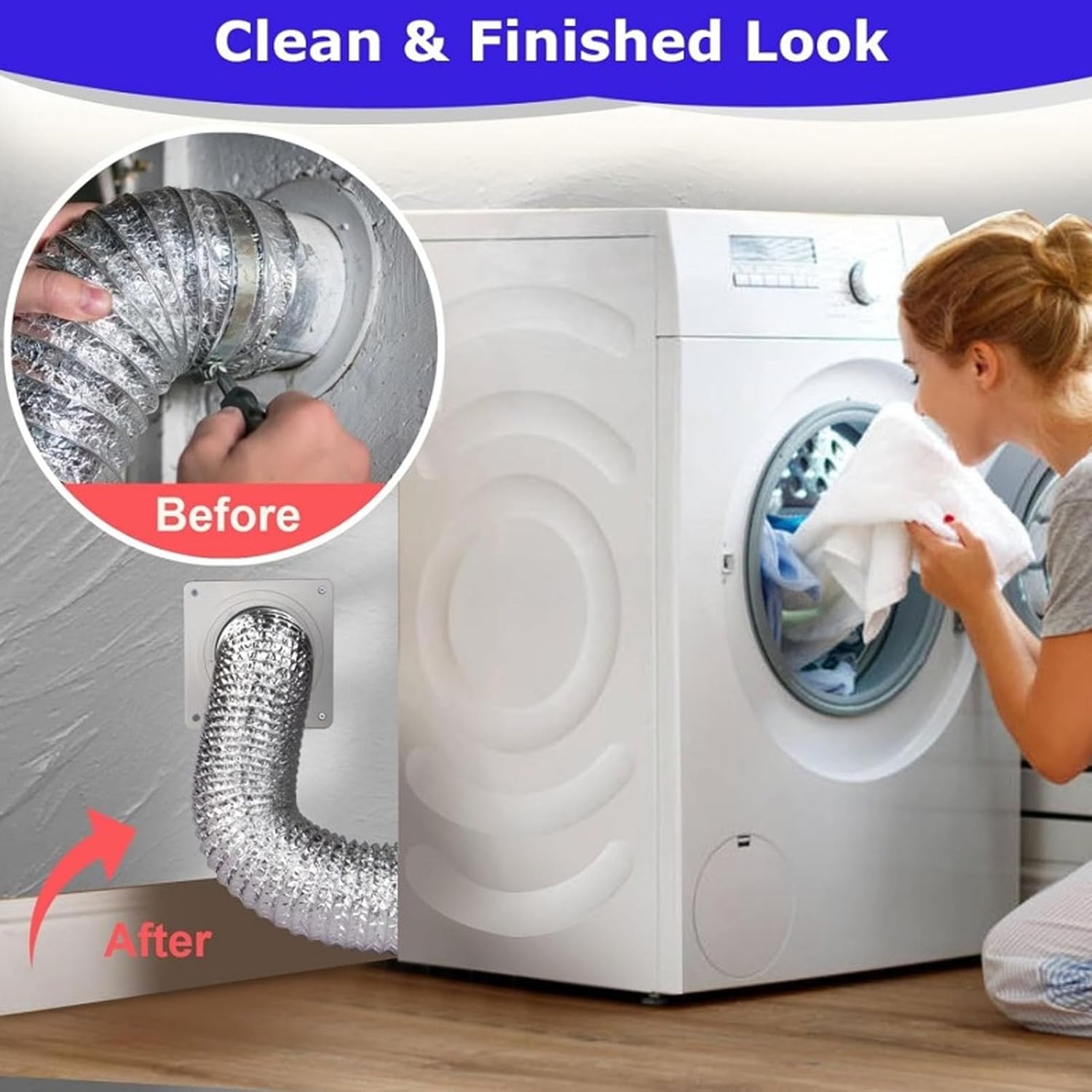 Fafeicy - kit de raccordement sécheuse - 10 cm/2,4 m - verrou rotatif, tuyau alu flexible