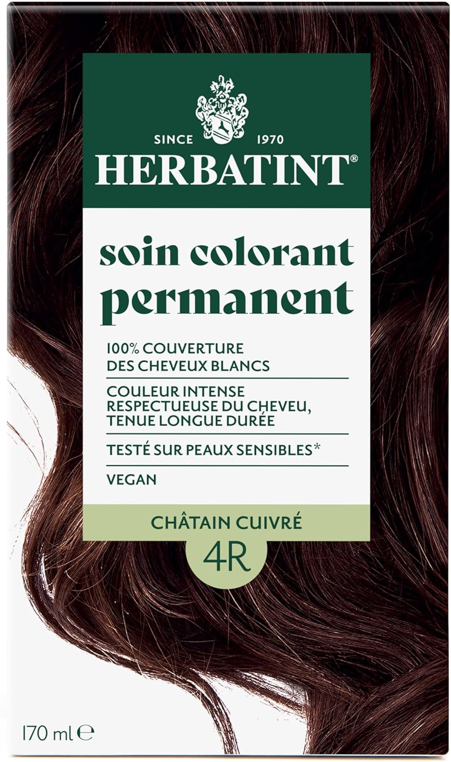 Herbatint - Soin Colorant Cheveux 170ml - Sans Ammoniaque, 100% gris, 8 extraits bio, 4R