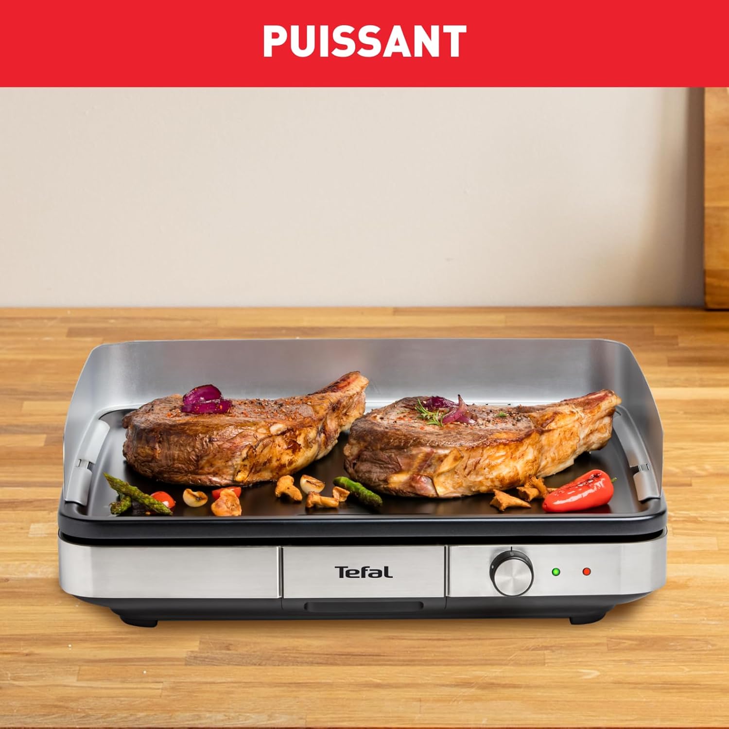 Tefal - Maxi Plancha inox XXL, 10/12 pers., antieclaboussures, thermostat réglable CB690D12