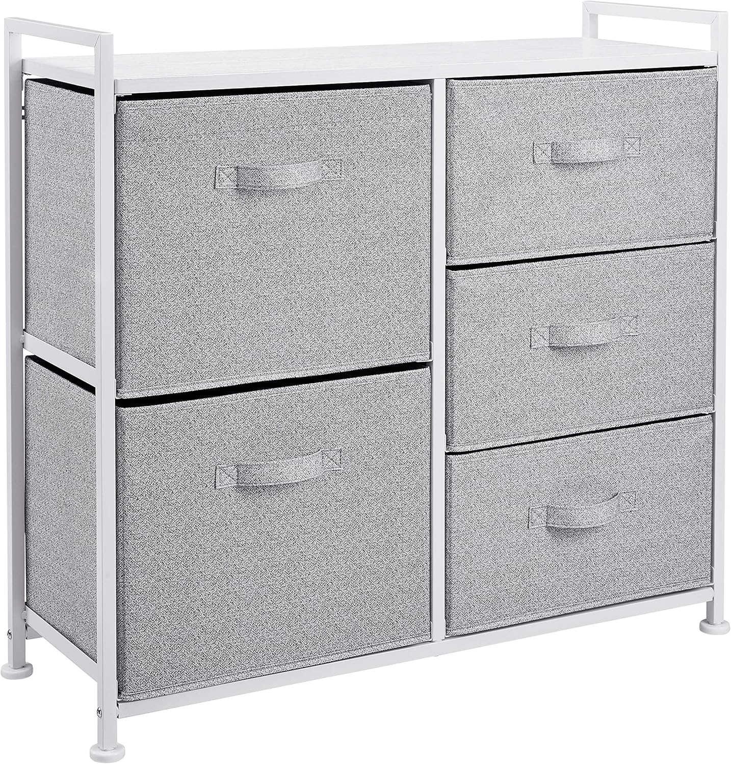 Amazon Basics - commode 5 tiroirs tissu - blanc - rangement compact