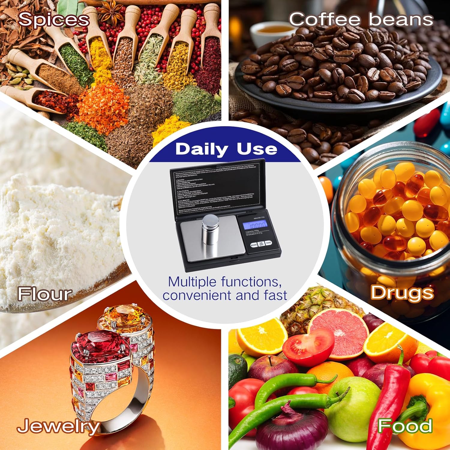 Vinabo - balance de précision 700g/0,01g - multifonction tare, cuisine, bijoux