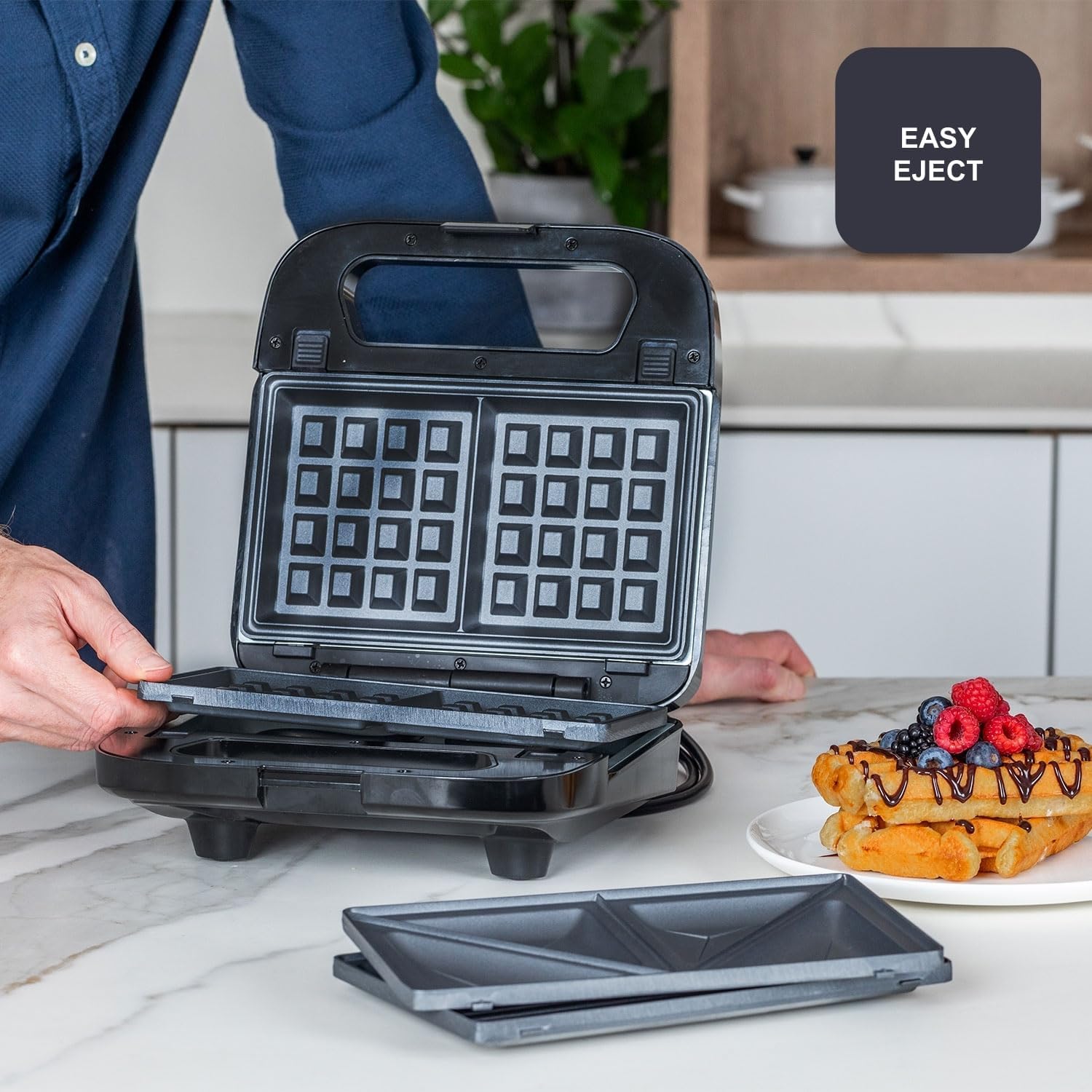 Black+Decker - BXSA754E - 750W, plaques amovibles, 3-en-1 sandwich, antiadhésif