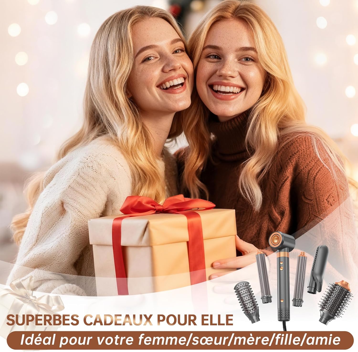 Airstyler multifonction 7 en 1 - sèche-cheveux/boucleur/lisseur - coiffage polyvalent