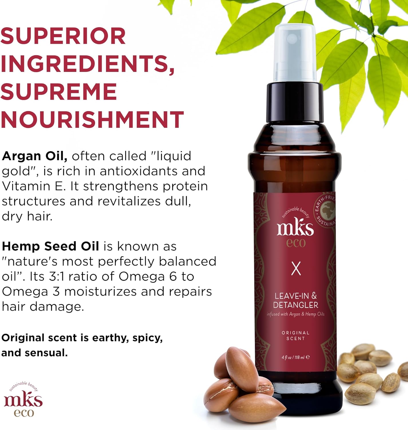 Earthly Body - MKS eco X - 120 mL - spray démêlant argan chanvre vegan