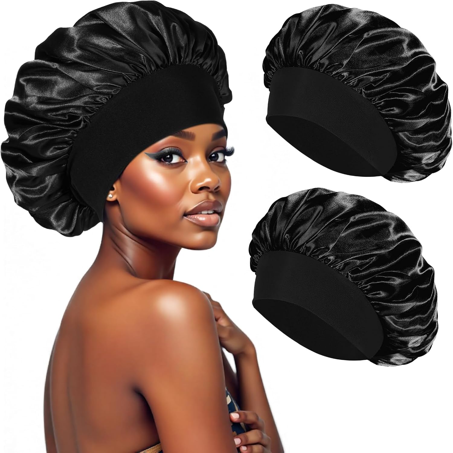 Bonnet satin nuit – élastique, soin cheveux, confort, doux, taille unique