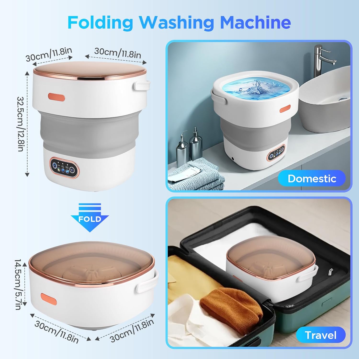 Mini machine à laver - 13L - portable, essoreuse, 3 modes, tuyau drainage