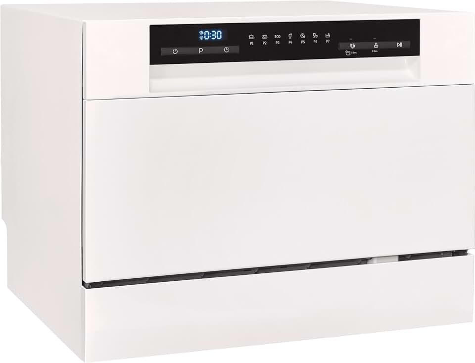 Exquisit - lave-vaisselle GSP206-030D - 55cm - 6 couverts, 7 programmes, départ différé, panier à couverts, blanc, GSP20