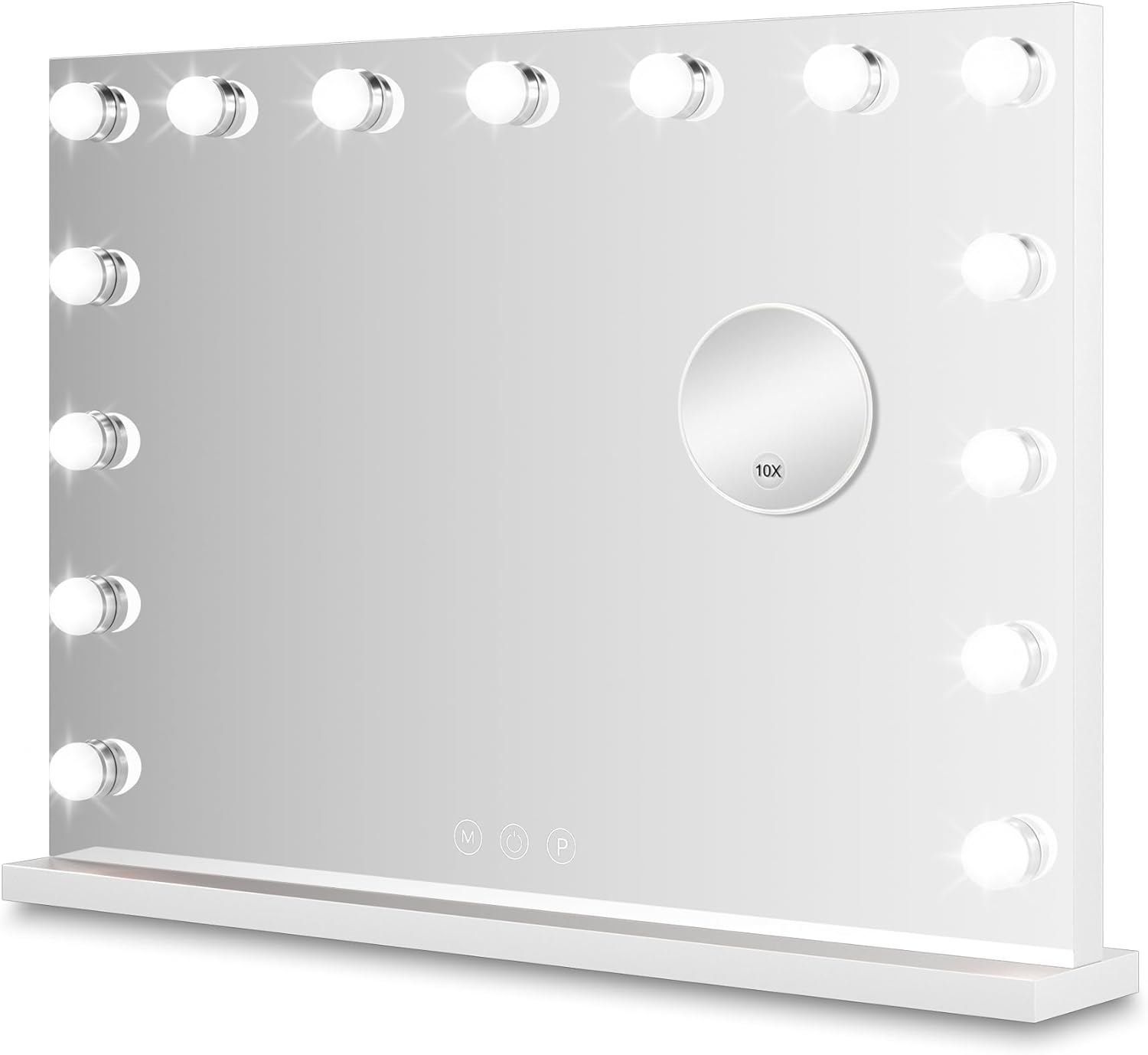 Bayt - miroir de maquillage Hollywood - 58x46cm - LED dimmable, grossissement 10x, blanc