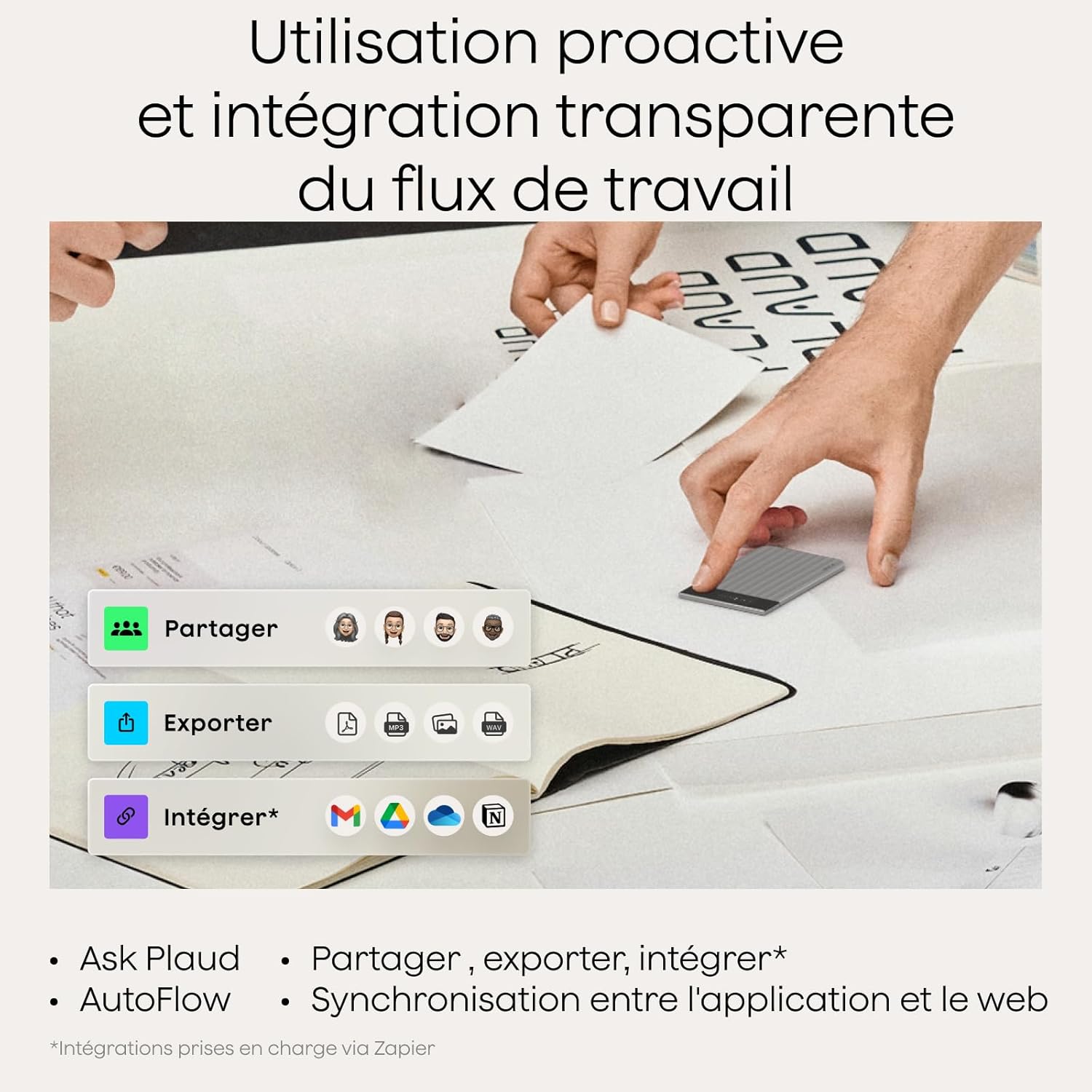 Plaud - Note Pro - dictaphone IA, 50h, transcription, résumé, étui