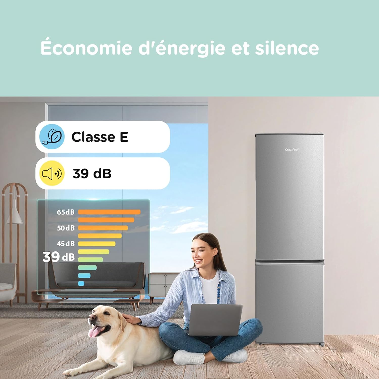 COMFEE' - combiné 262L, inox, Low Frost, silencieux, 39 dB - RCB359IX2