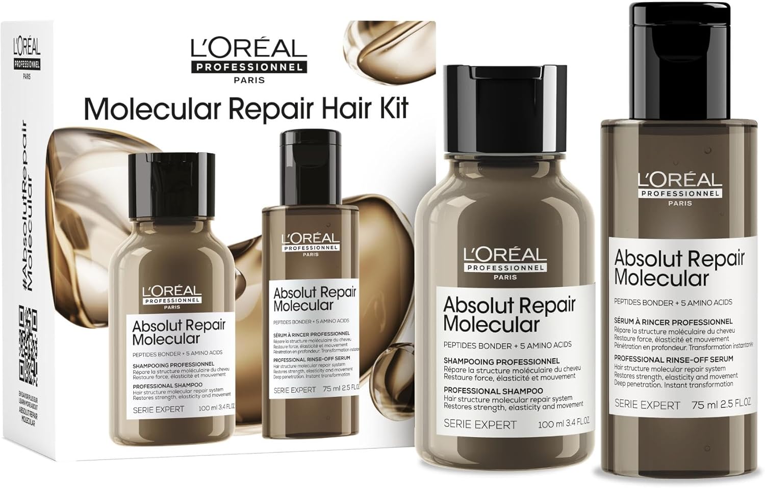 L'Oréal Professionnel - Absolut Repair Molecular - 100ml+75ml - shampooing et sérum réparateurs, formule brevetée