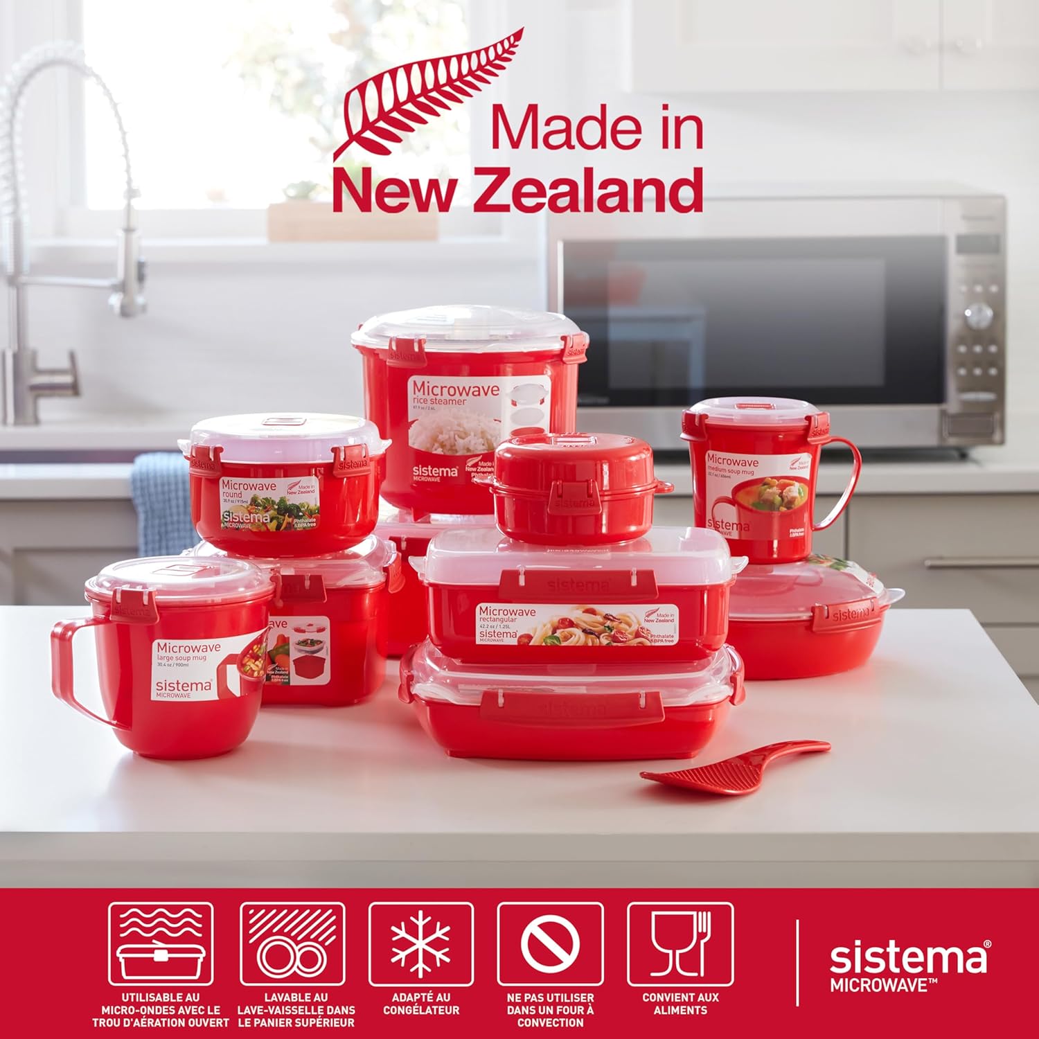 Sistema - Heat and Eat rectangulaire - 1,25L/525ml - micro-ondes, couvercle clipsé, valve vapeur - 82005