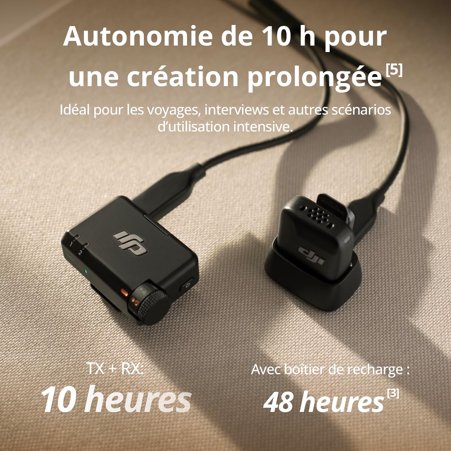 DJI - Mic Mini - ultra-léger sans fil, annulation bruit, portée 400m