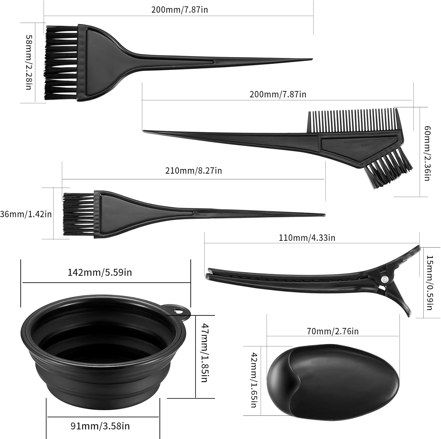 Kit de coloration cheveux - accessoires DIY - 22 pièces - pinceaux, pinces, gants