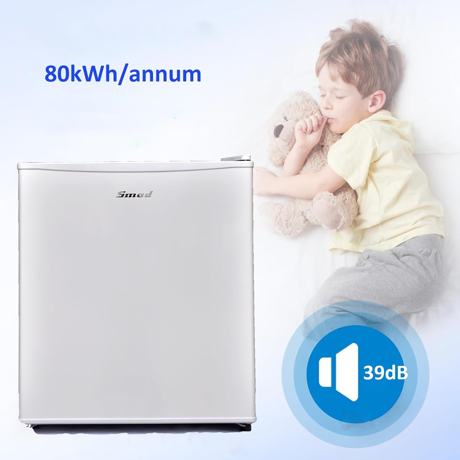 Smad - Mini Frigo 48L - porte réversible, 0-10°C, blanc, compact