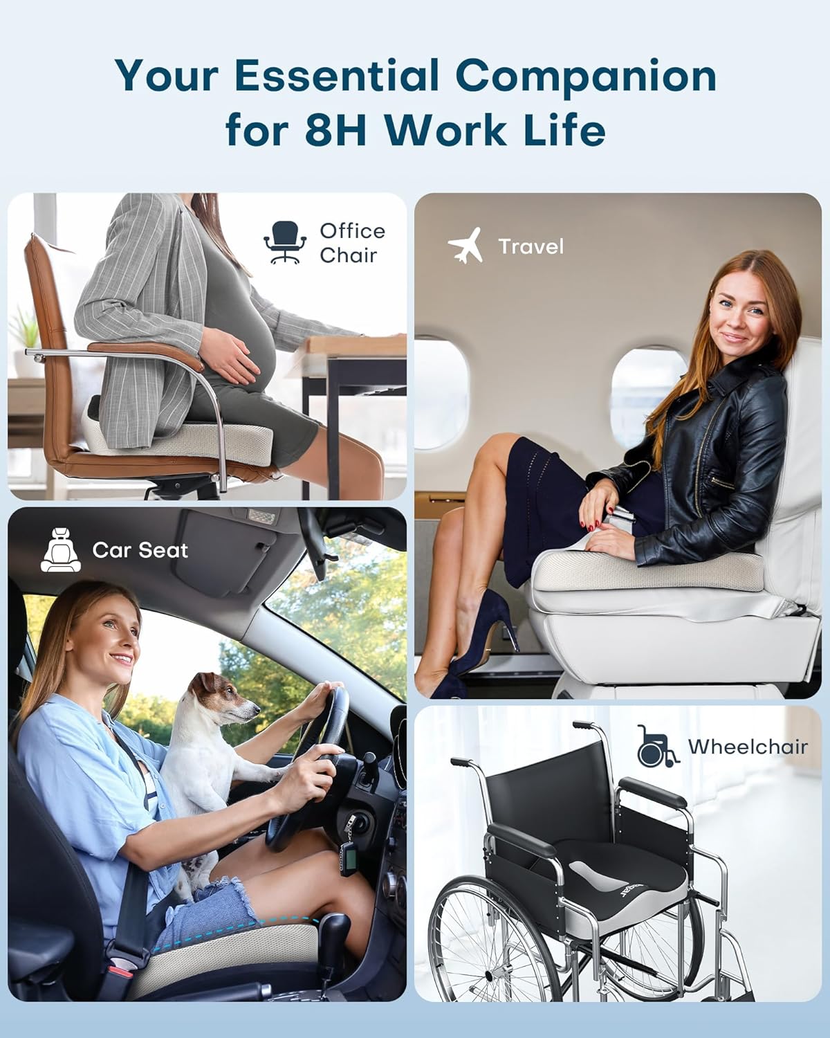 Feagar - Coussin Coccyx XXL - mousse mémoire, ergonomique, soulage hémorroïdes