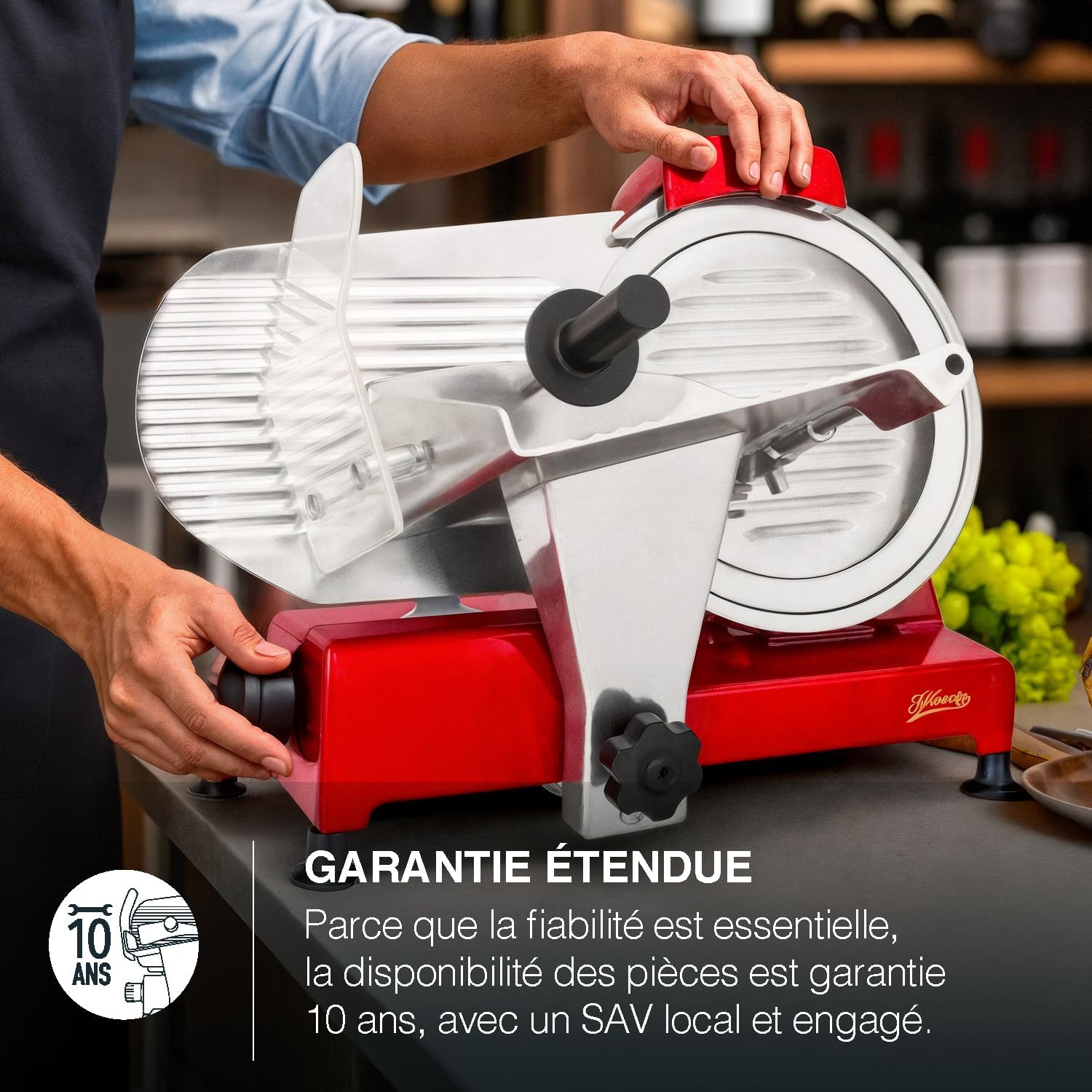 H.Koenig - trancheuse MSX252 - lame 25cm, coupe 0-12mm, aiguiseur intégré