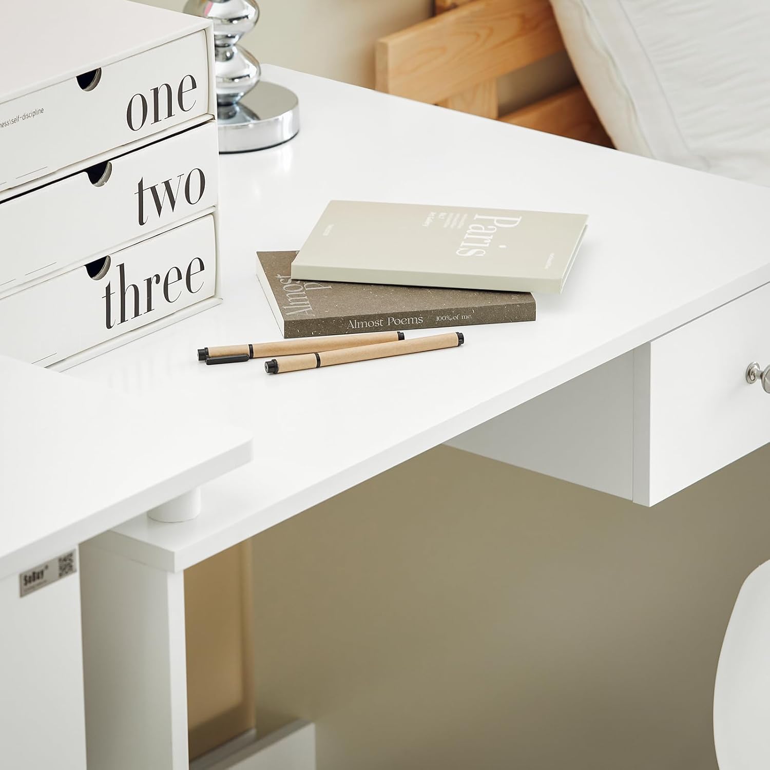 SoBuy - FWT35 série - bureau 3 étagères 1 tiroir, blanc, FWT35-W