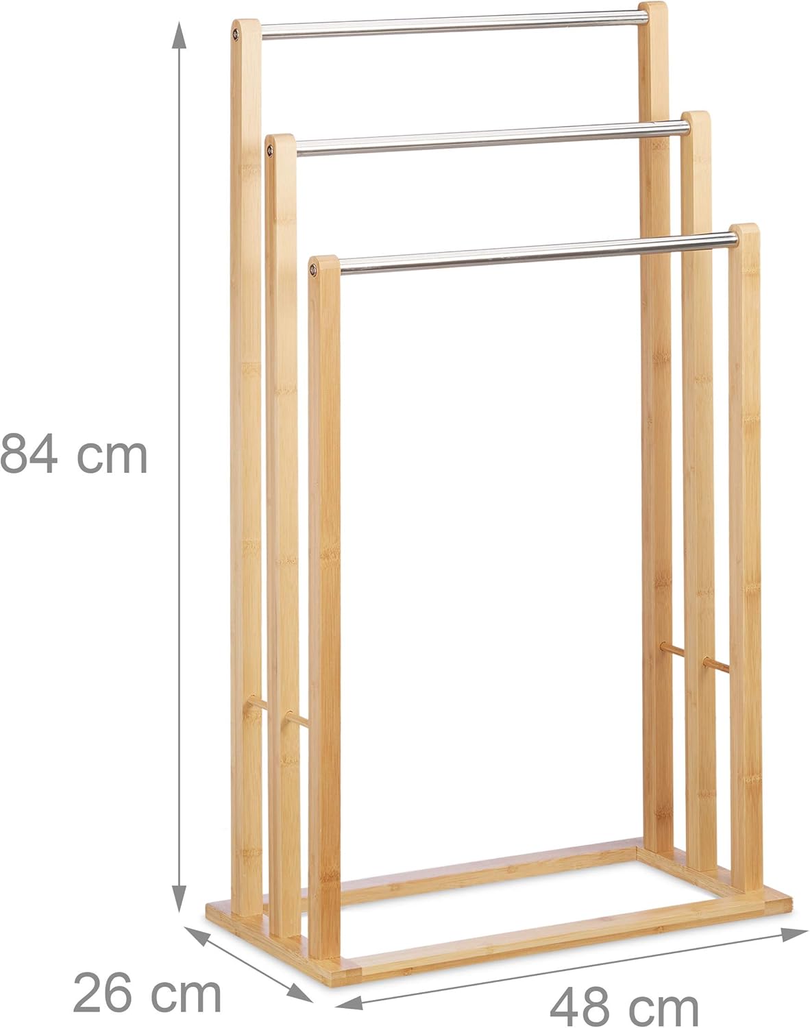 Relaxdays - porte-serviettes 3 bras bambou 84x48x26cm nature