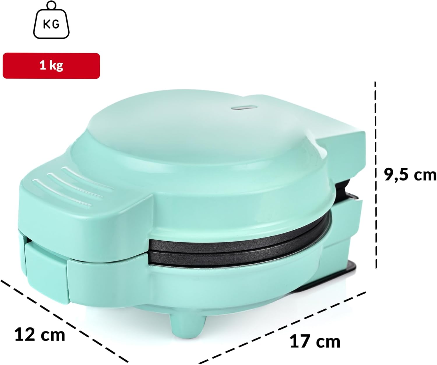 LEHMANN - mini gaufrier séries 4 formes - plaques interchangeables, antiadhésif, menthe, idéal enfants