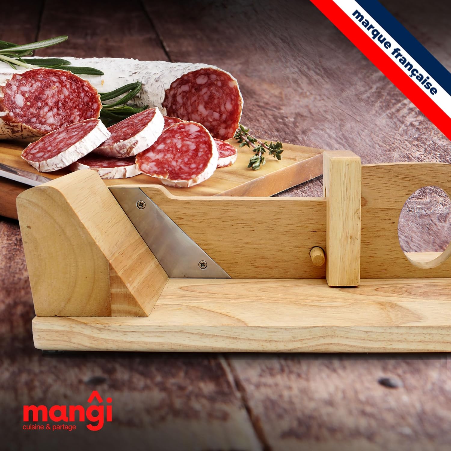 Mangi - trancheuse à saucisson bois éco-responsable - apéro