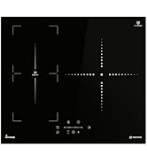 Plaque de cuisson à induction 60 cm | Autonome | 7,4 kW | 3 zones | 9 niveaux | Sans cadre | Chauffage rapide |...