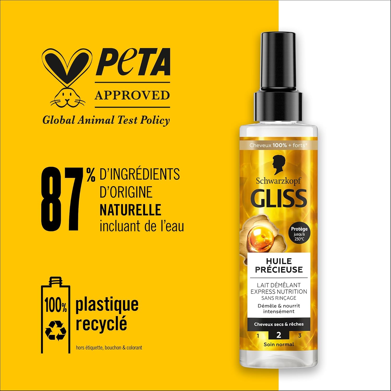 Schwarzkopf - Gliss Lait Démêlant 200ml - nutrition, protège chaleur