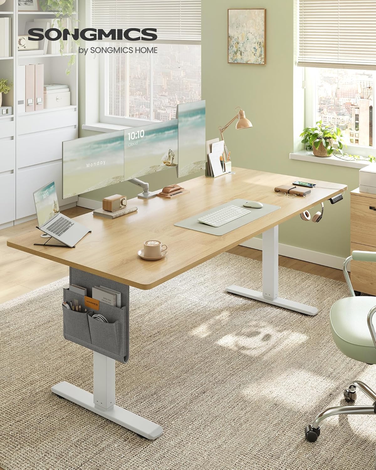 SONGMICS - bureau électrique assis-debout - 180x80 cm - 4 hauteurs mémoire LSD138YA01