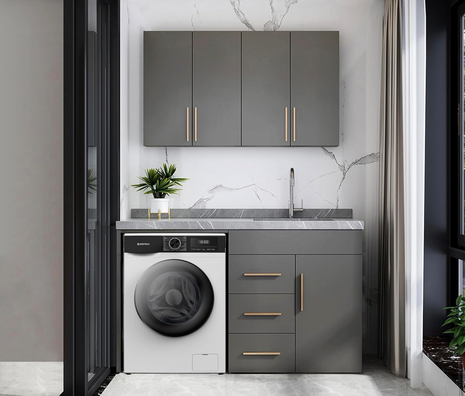 GEDTECH - lave-linge frontal 9kg, 1400tr/mn, 16 prog, eco, A-10% GLL91400WH