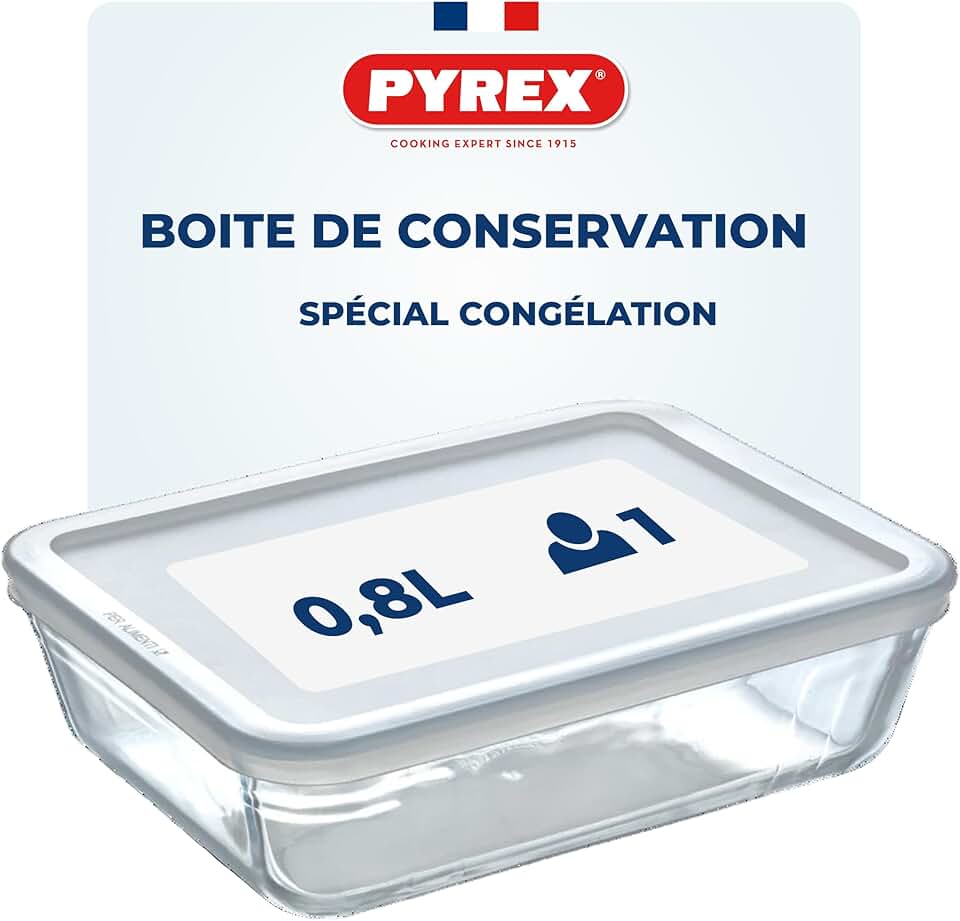 Pyrex - Spécial Congélateur Rectangulaire 19x14 cm - Verre borosilicate résistant et sans BPA