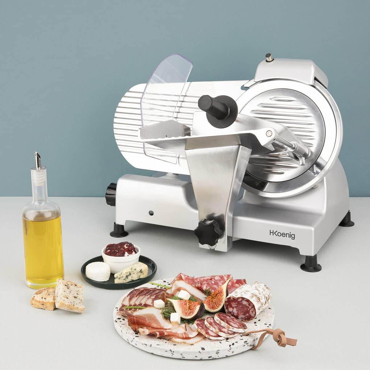 H.Koenig - trancheuse MSX220 - lame 20 cm, coupe 0-12 mm, aiguiseur intégré, plateau large, 282 rpm - MSX220