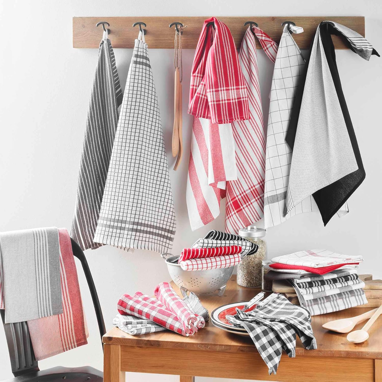 Douceur d'Intérieur - Vibrato Anthracite - 50x70 cm - Torchons coton nid d'abeille