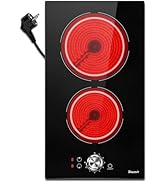 Plaque de cuisson vitrocéramique Disavir, 2 plaques 3000 W, plaque de cuisson 30 cm, plaque de cuisson autonome, prise en 9 le...