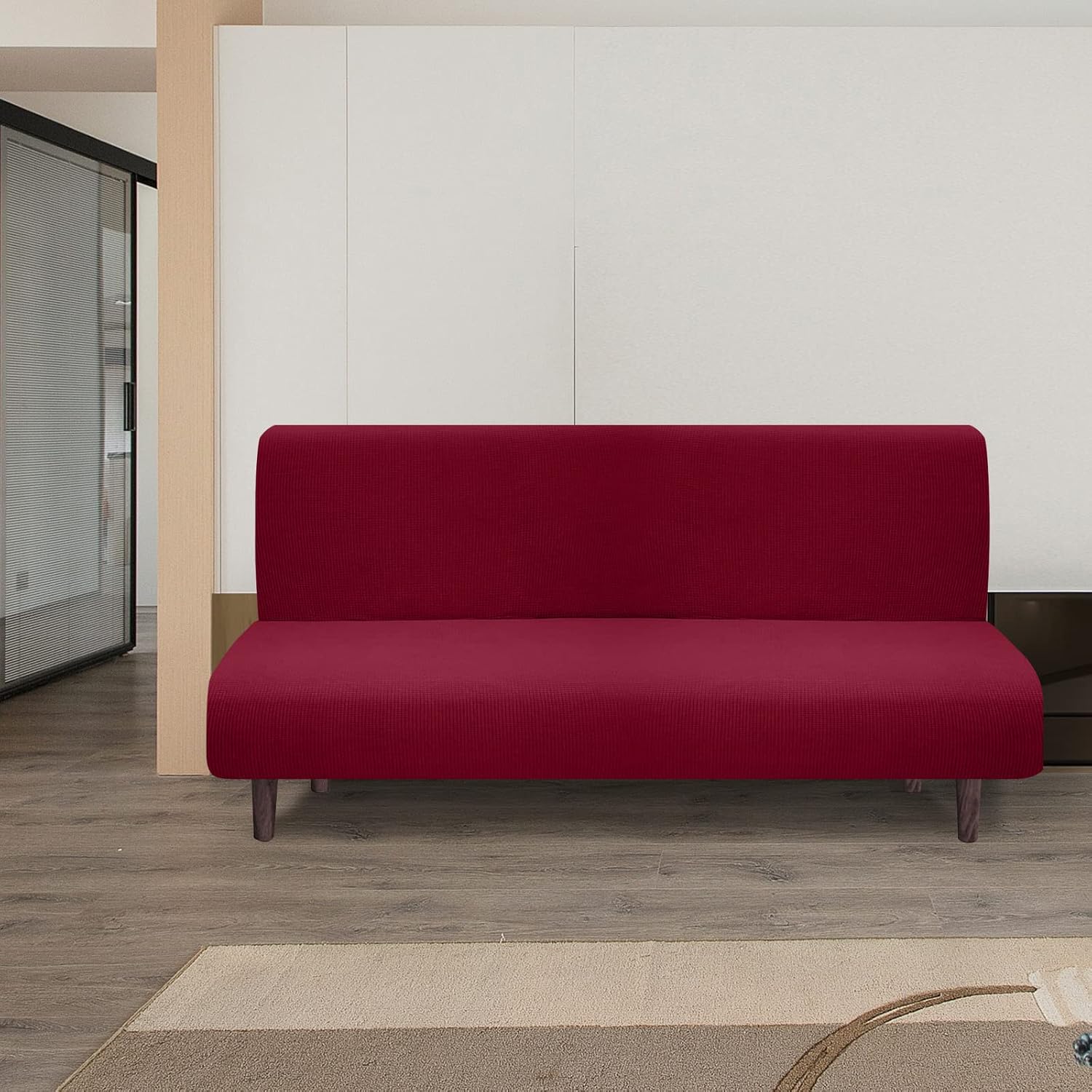 Granbest - housse futon extensible imperméable, antidérapante, rouge vin - pour canapé-lit sans accoudoirs